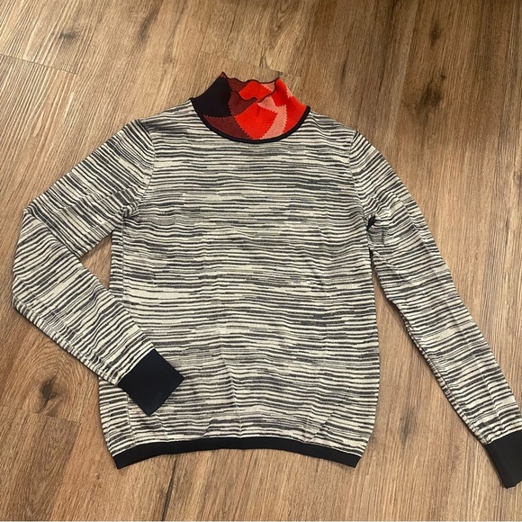 Tory Burch Arielle Turtle Neck Sweater Women’s XS Contrast Trim Preppy Designer - Picture 2 of 8